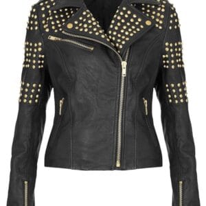 Women's genuine leather jacket in rich black, featuring a sleek design, zip closure, and durable material for a fashionable and timeless style