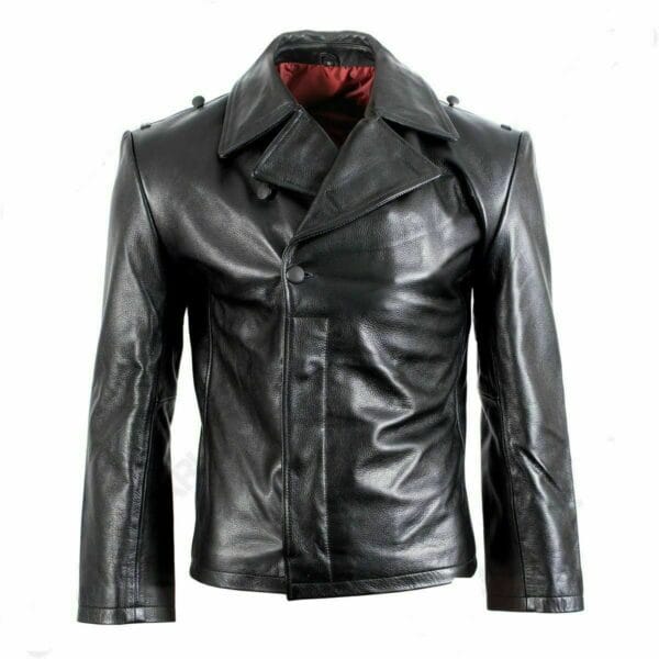 Stylish women’s leather jacket in classic black, featuring a tailored fit, zip closure, and elegant detailing, perfect for a modern, trendy look.