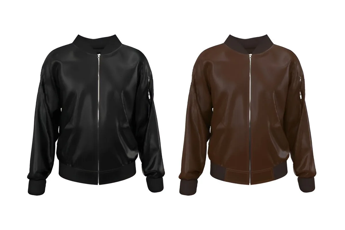 Front and back view of a men’s bomber leather jacket, showcasing casual and smart outfit ideas on how to style leather jacket men in 2025