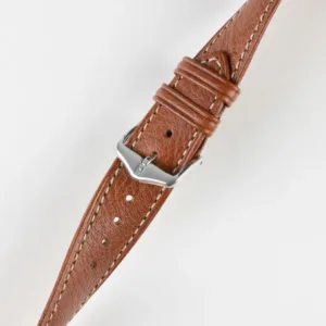 Gold Brown Buffalo Calfskin leather watch strap with quick-release feature.