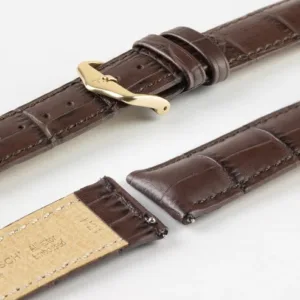 genuine leather watch straps in black and brown with custom size options.