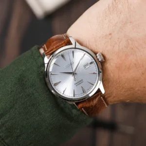 Gold Brown Buffalo Calfskin leather watch strap with quick-release feature.