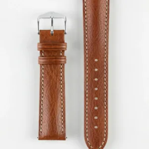 Gold Brown Buffalo Calfskin leather watch strap with quick-release feature.