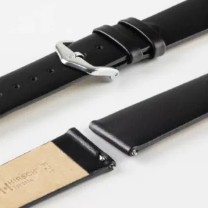 Fine-Grained Leather Watch Strap in Black